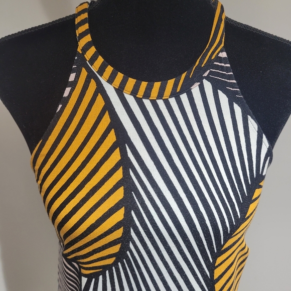 Ann Taylor Women's Graphic Halter Mini Shift Dress Size 2 Black Yellow Colorful - Picture 4 of 10